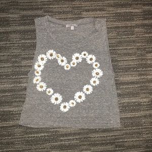 Charlotte Russe Gray Tank with Floral heart
